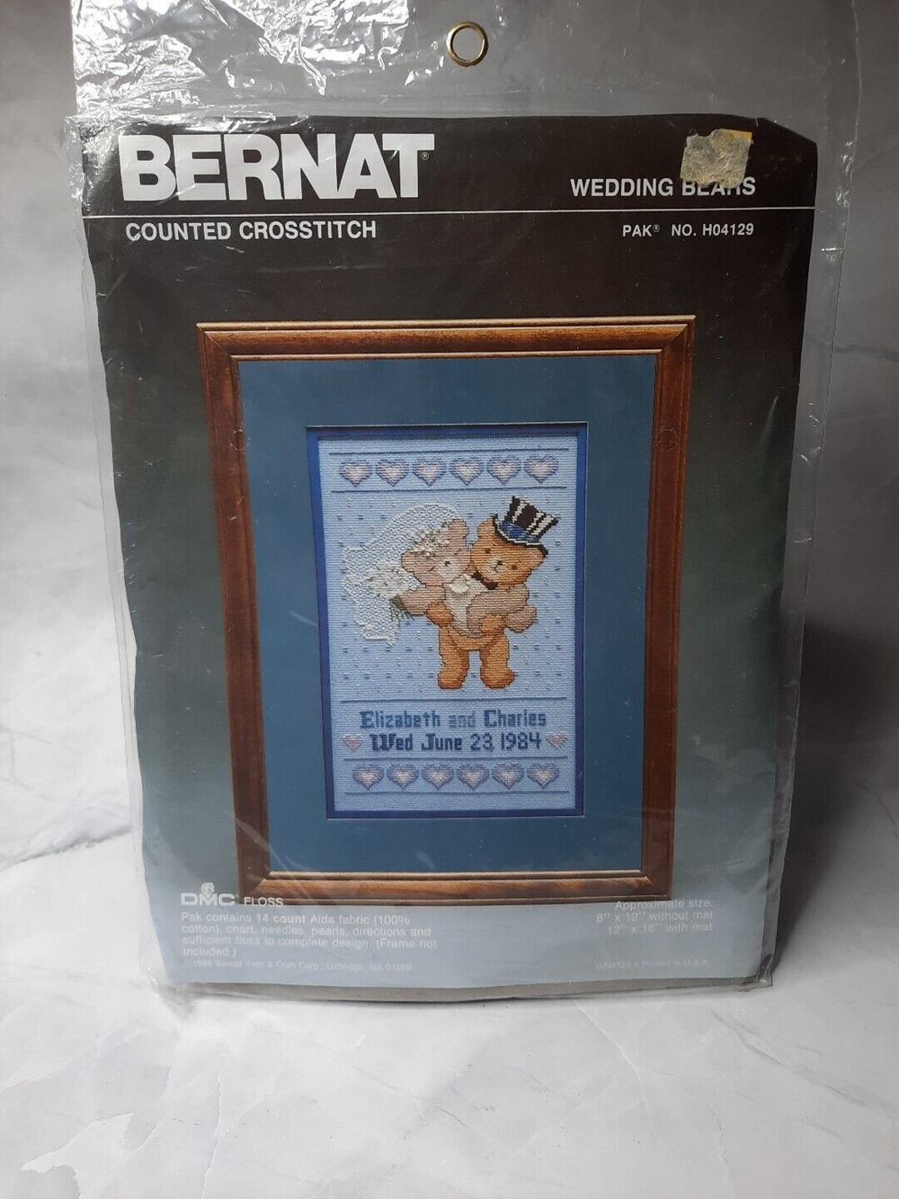 Bernat Counted Cross Stitch Kit Wedding Bears Pak H04129 Vintage 1986